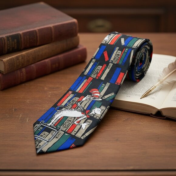 Dr. Seuss Other - Dr. Seuss Vintage Library Bookshelf Tie Necktie Cat in the Hat Novelty Menswear